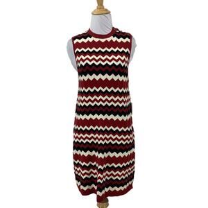 Forever 21 Sweater Bodycon Dress Women L Large Red White Chevron Sleeveless Knit